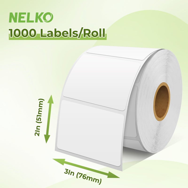 Nelko Genuine 3"" x 1"" Direct Thermal Label, Self-Adhesive Barcode Labels Compatible with Nelko PL70E Label Printers, No BPA & BPS, 1000 Labels (Commercial Grade) - Image 2